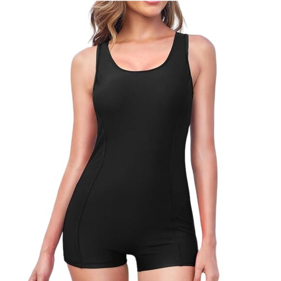 Sporty One Piece  Racer Back Shorts Swimsuit S *NWT* - Picture 4 of 7